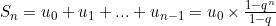 S_n = u_0 + u_1 + ... + u_{n-1} = u_0 \times \frac{1 - q^n}{1 - q}