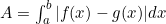 A = \int_a^b |f(x) - g(x)| dx