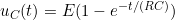 u_C(t) = E (1 - e^{-t/(RC)})