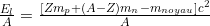 \frac{E_l}{A} = \frac{[Zm_p + (A-Z)m_n - m_{noyau}]c^2}{A}