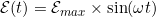 \mathcal{E}(t) = \mathcal{E}_{max} \times \sin(\omega t)