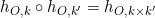 h_{O,k} \circ h_{O,k'} = h_{O,k \times k'}