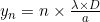 y_n = n \times \frac{\lambda \times D}{a}
