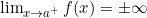 \lim_{x \to a^+} f(x) = \pm \infty
