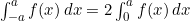 \int_{-a}^a f(x) \, dx = 2 \int_0^a f(x) \, dx